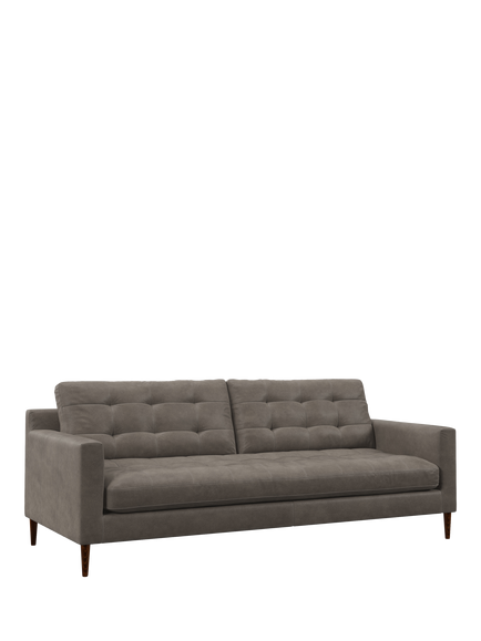 John Lewis Draper II Large 3 Seater Leather Sofa, Dark Leg, Demetra Grey