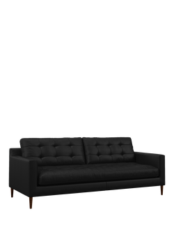 John Lewis Draper II Large 3 Seater Leather Sofa, Dark Leg, Matt Black