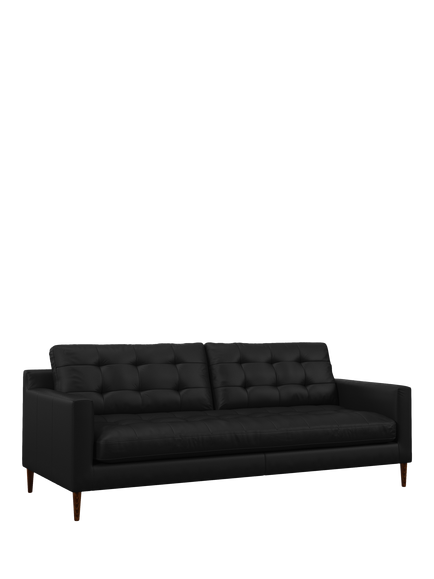 John Lewis Draper II Large 3 Seater Leather Sofa, Dark Leg, Matt Black