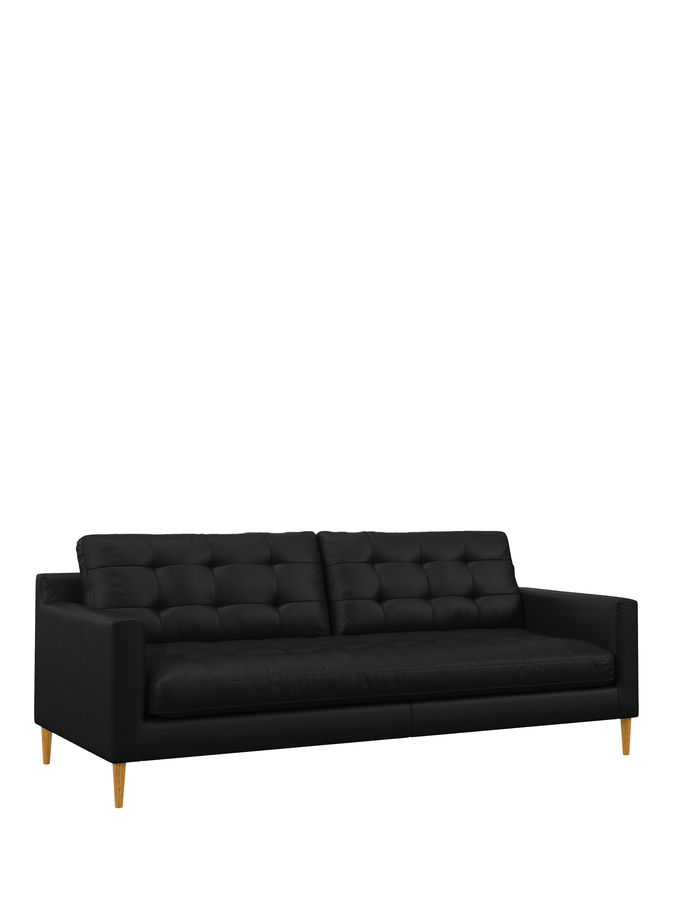 Draper Range, John Lewis Draper II Large 3 Seater Leather Sofa, Light Leg, Matt Black