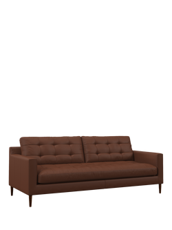 John Lewis Draper II Large 3 Seater Leather Sofa, Dark Leg, Matt Chestnut
