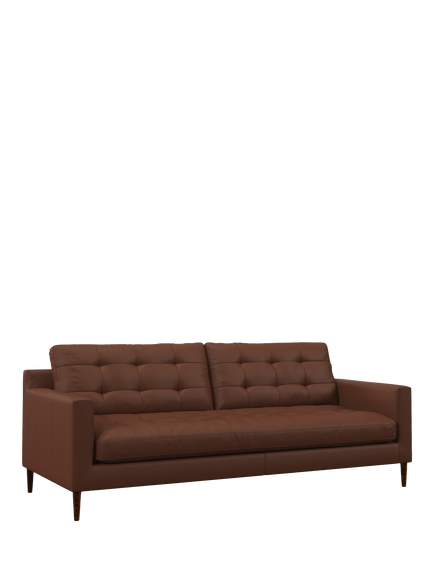 John Lewis Draper II Large 3 Seater Leather Sofa, Dark Leg, Matt Chestnut