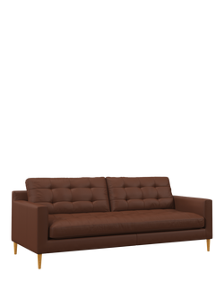 John Lewis Draper II Large 3 Seater Leather Sofa, Light Leg, Matt Chestnut