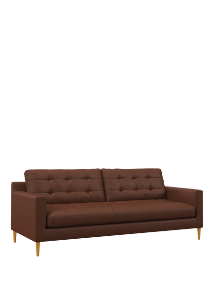 John Lewis Draper II Large 3 Seater Leather Sofa, Light Leg, Matt Chestnut