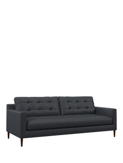 John Lewis Draper II Large 3 Seater Leather Sofa, Dark Leg, Matt Navy