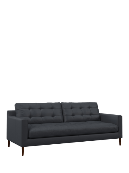John Lewis Draper II Large 3 Seater Leather Sofa, Dark Leg, Matt Navy