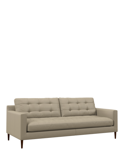 John Lewis Draper II Large 3 Seater Leather Sofa, Dark Leg, Matt Pearl