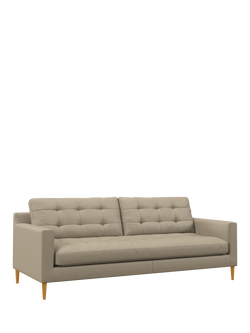 John Lewis Draper II Large 3 Seater Leather Sofa, Light Leg, Matt Pearl