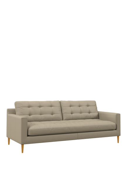 John Lewis Draper II Large 3 Seater Leather Sofa, Light Leg, Matt Pearl