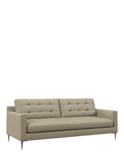 John Lewis Draper II Large 3 Seater Leather Sofa, Metal Leg, Matt Pearl