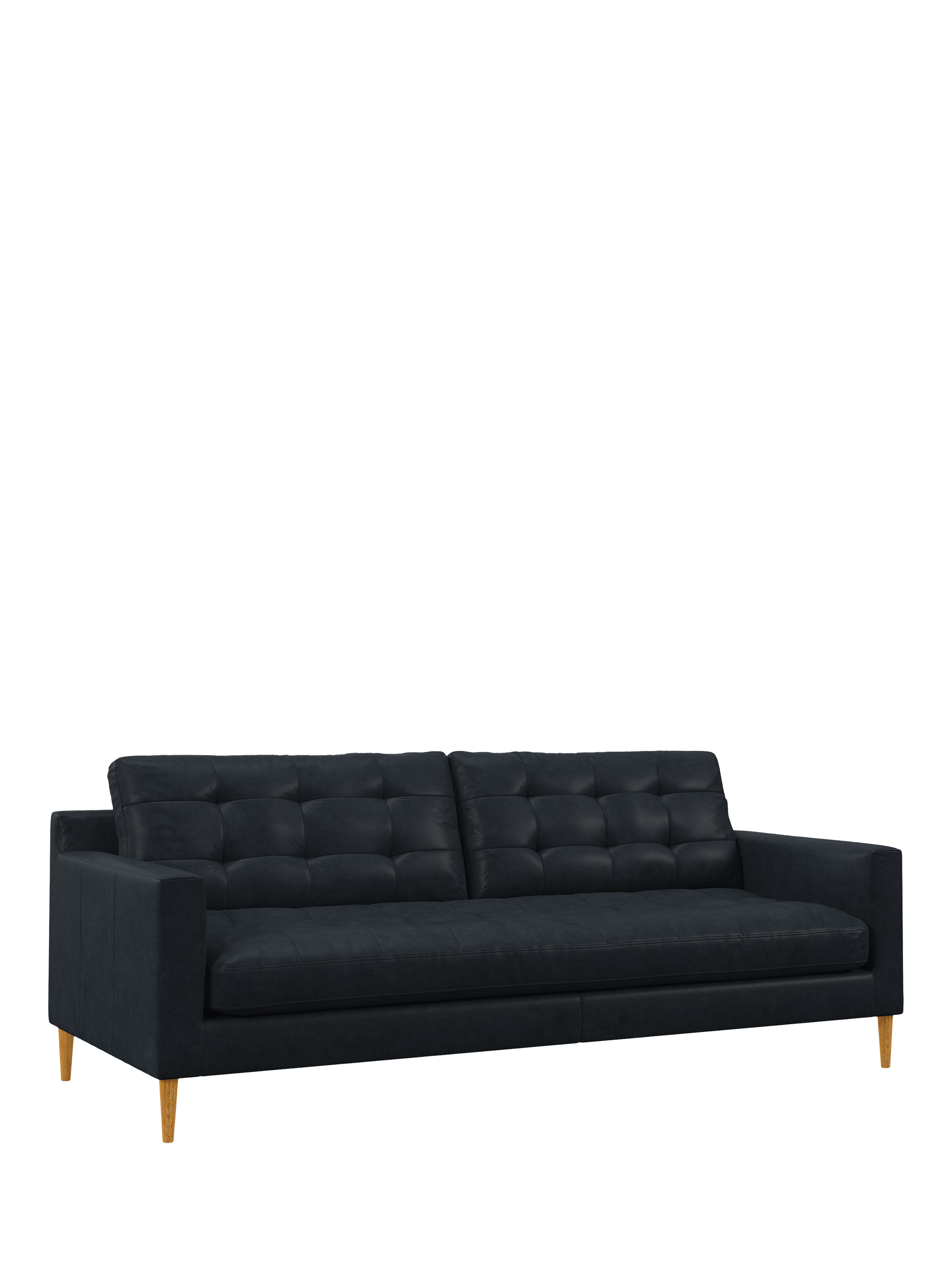 Draper Range, John Lewis Draper II Large 3 Seater Leather Sofa, Light Leg, Vintage Jeans