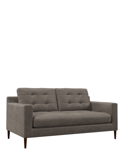 John Lewis Draper II Medium 2 Seater Leather Sofa, Dark Leg, Demetra Grey