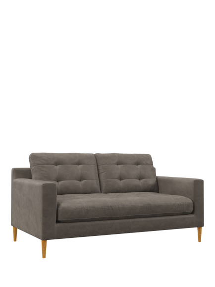 John Lewis Draper II Medium 2 Seater Leather Sofa, Light Leg, Demetra Grey
