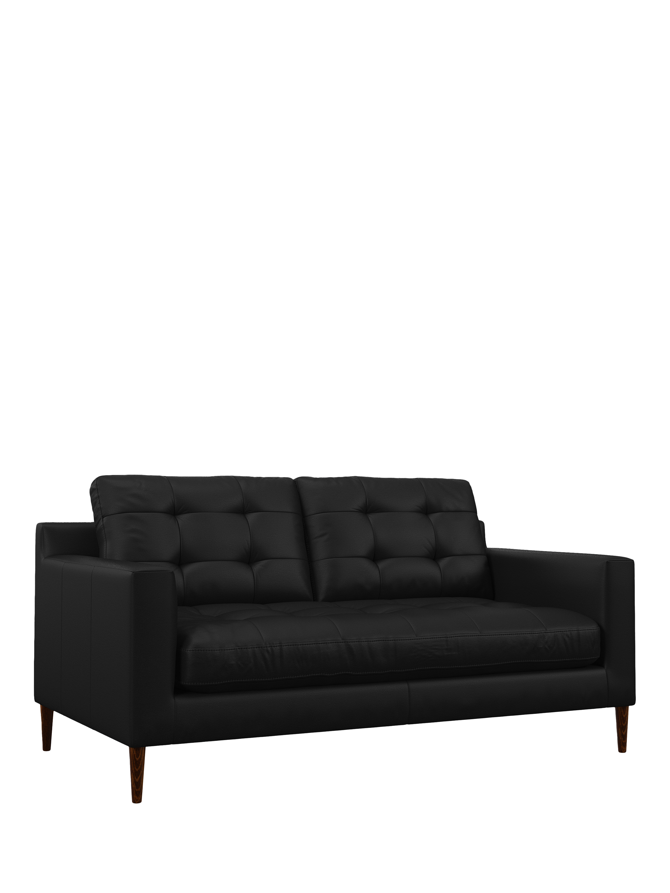 Draper Range, John Lewis Draper II Medium 2 Seater Leather Sofa, Dark Leg, Matt Black