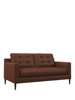 John Lewis Draper II Medium 2 Seater Leather Sofa, Dark Leg, Matt Chestnut