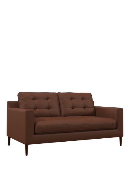 John Lewis Draper II Medium 2 Seater Leather Sofa, Dark Leg, Matt Chestnut