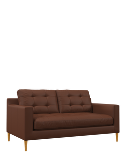 John Lewis Draper II Medium 2 Seater Leather Sofa, Light Leg, Matt Chestnut