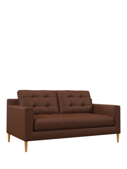 John Lewis Draper II Medium 2 Seater Leather Sofa, Light Leg, Matt Chestnut