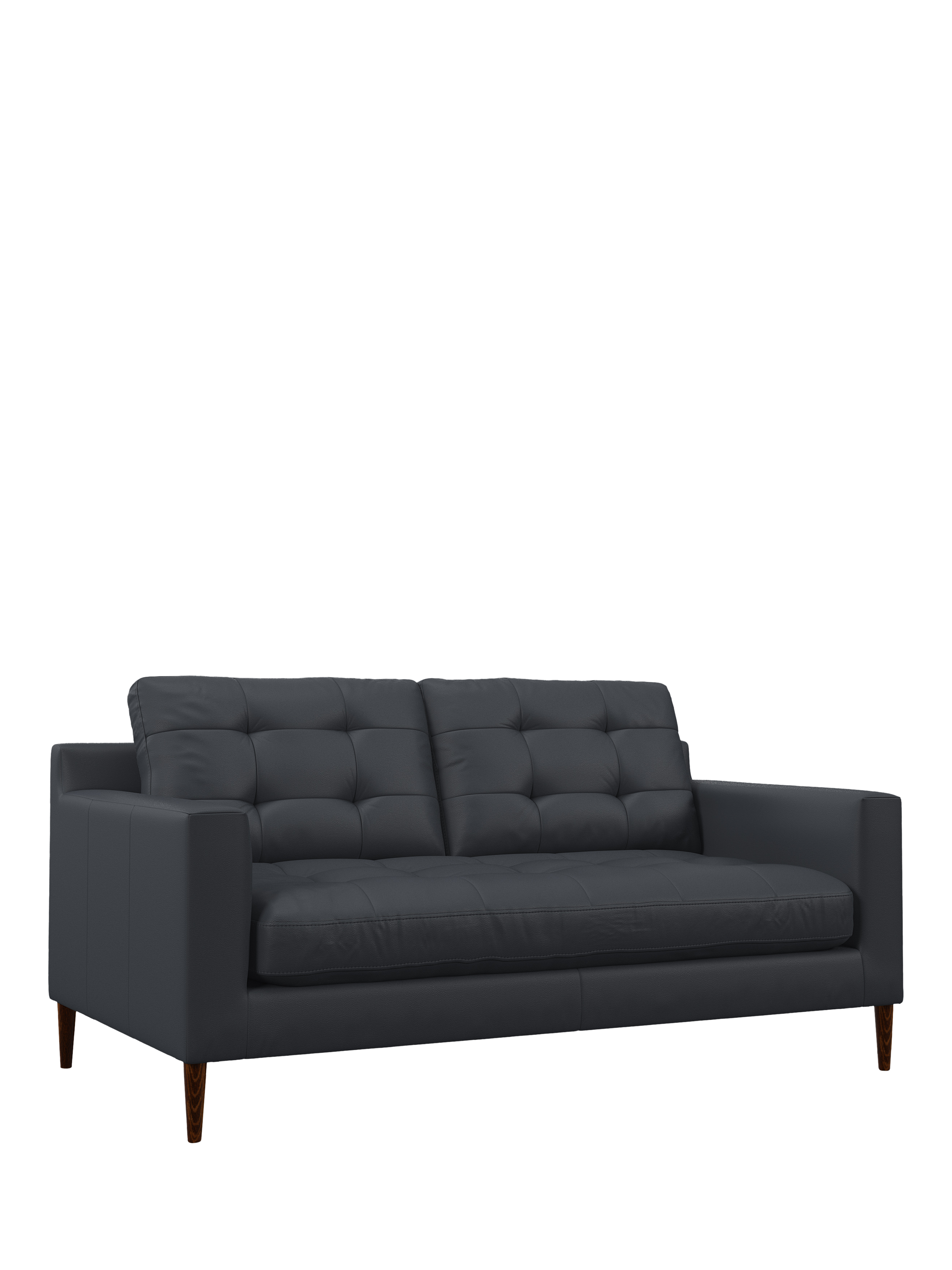 Draper Range, John Lewis Draper II Medium 2 Seater Leather Sofa, Dark Leg, Matt Navy