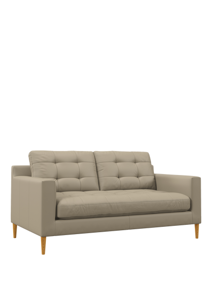 John Lewis Draper II Medium 2 Seater Leather Sofa, Light Leg, Matt Pearl