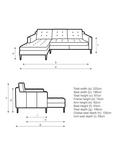 John Lewis Draper II LHF Chaise Leather Sofa, Metal Leg, Demetra Grey