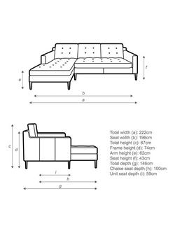 John Lewis Draper II LHF Chaise Leather Sofa, Metal Leg - view 2, Demetra Grey