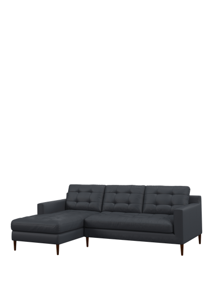 John Lewis Draper II LHF Chaise Leather Sofa, Dark Leg, Matt Navy