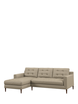 John Lewis Draper II LHF Chaise Leather Sofa, Dark Leg, Matt Pearl