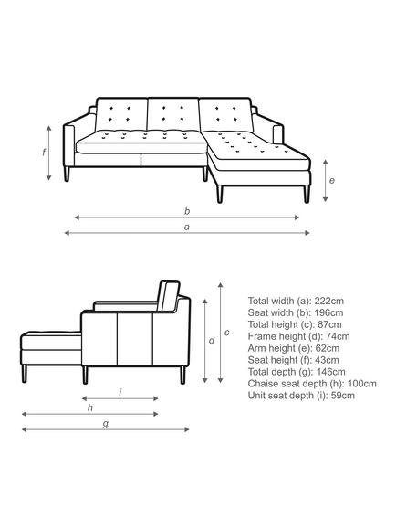 John Lewis Draper II RHF Chaise Leather Sofa, Dark Leg - view 2, Demetra Green