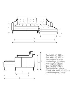 John Lewis Draper II RHF Chaise Leather Sofa, Light Leg - view 2, Demetra Green