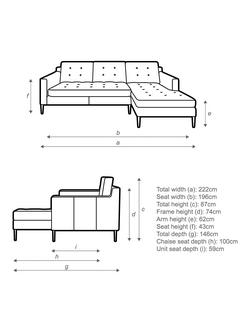 John Lewis Draper II RHF Chaise Leather Sofa, Dark Leg - view 2, Demetra Grey