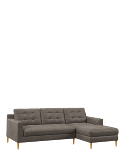John Lewis Draper II RHF Chaise Leather Sofa, Light Leg, Demetra Grey