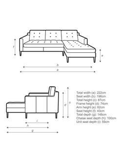 John Lewis Draper II RHF Chaise Leather Sofa, Light Leg - view 2, Matt Black