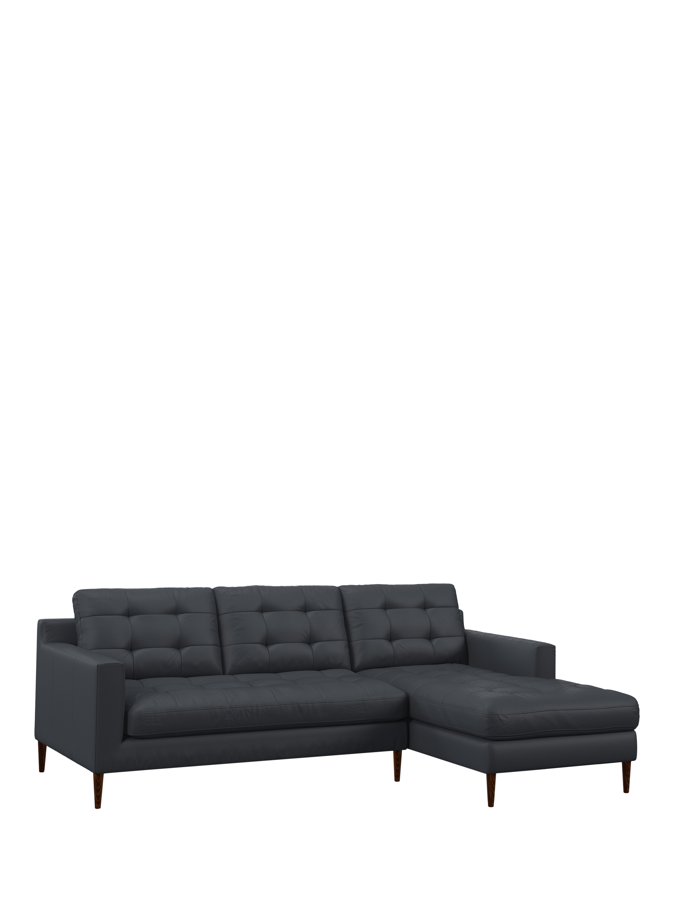 Draper Range, John Lewis Draper II RHF Chaise Leather Sofa, Dark Leg, Matt Navy
