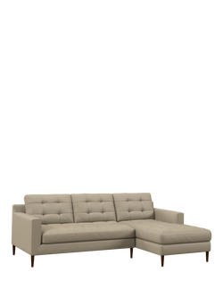 John Lewis Draper II RHF Chaise Leather Sofa, Dark Leg, Matt Pearl