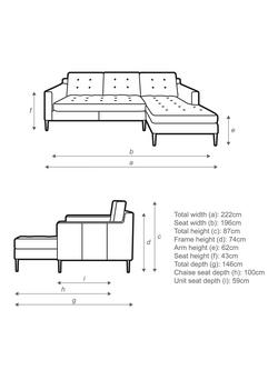 John Lewis Draper II RHF Chaise Leather Sofa, Dark Leg - view 2, Matt Pearl