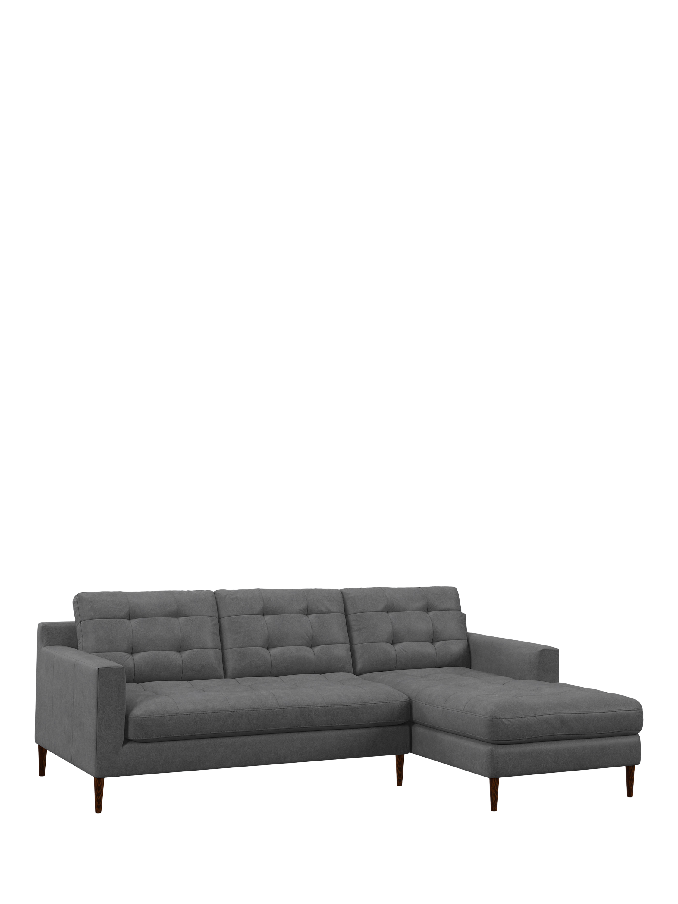 Draper Range, John Lewis Draper II RHF Chaise Leather Sofa, Dark Leg, Vintage Shadow