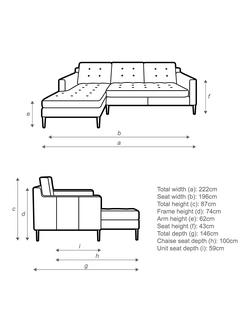 John Lewis Draper II LHF Chaise Leather Sofa, Dark Leg - view 2, Matt Black