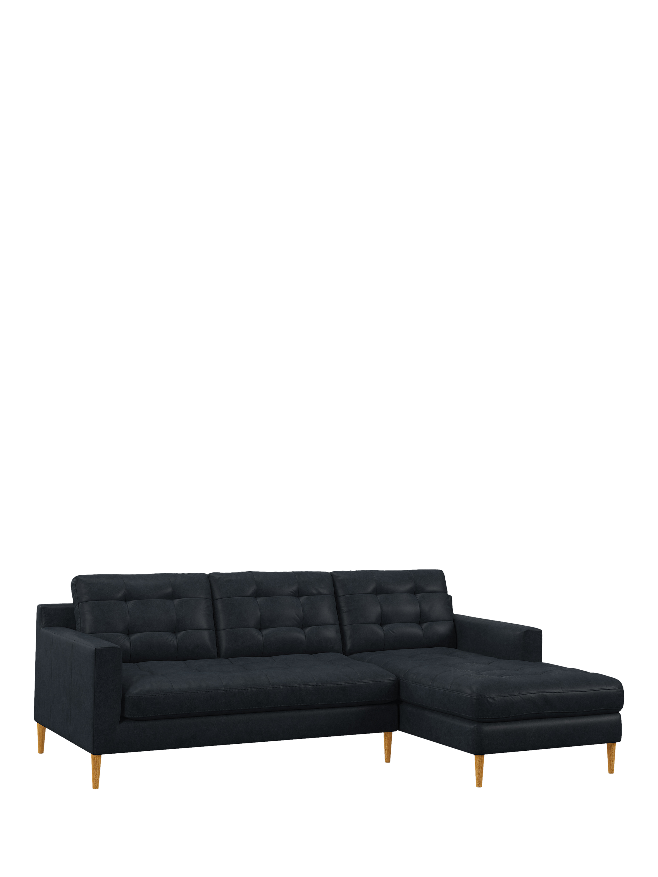 Draper Range, John Lewis Draper II RHF Chaise Leather Sofa, Light Leg, Vintage Jeans