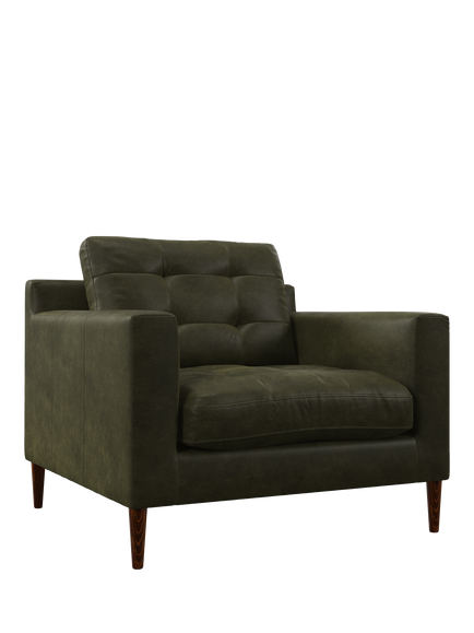 John Lewis Draper II Leather Armchair, Dark Leg, Demetra Green