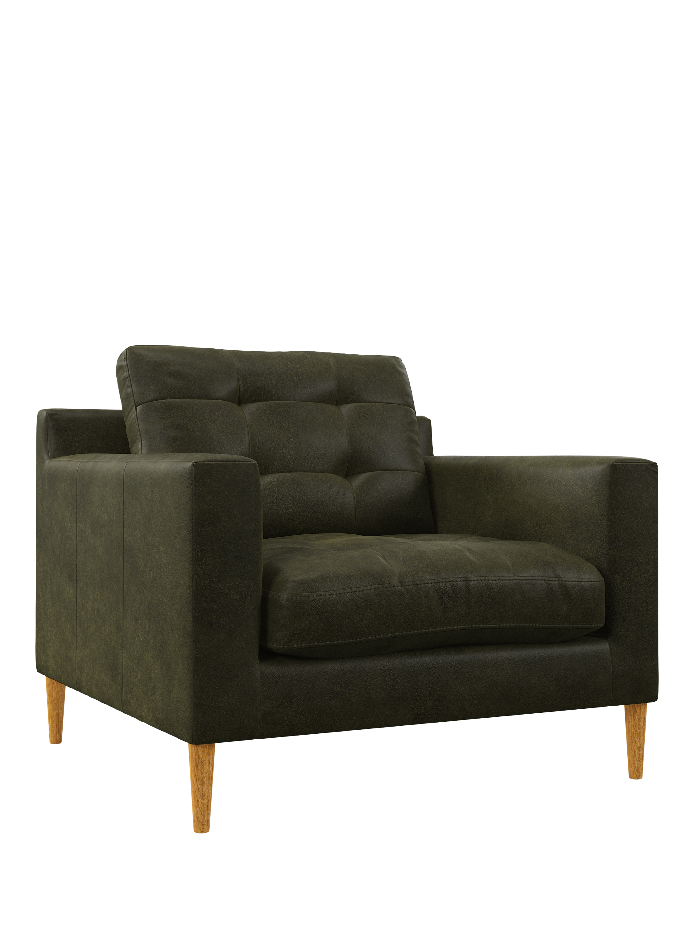 Draper Range, John Lewis Draper II Leather Armchair, Light Leg, Demetra Green