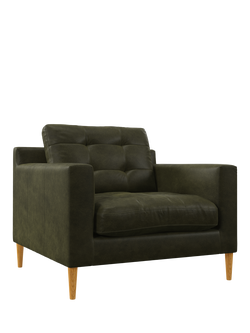John Lewis Draper II Leather Armchair, Light Leg, Demetra Green