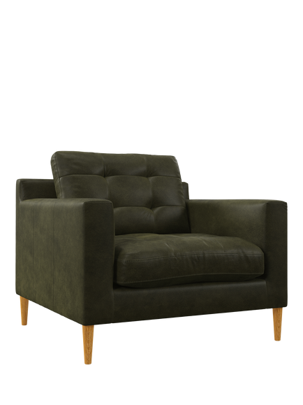 John Lewis Draper II Leather Armchair, Light Leg, Demetra Green