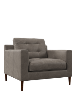 John Lewis Draper II Leather Armchair, Dark Leg, Demetra Grey