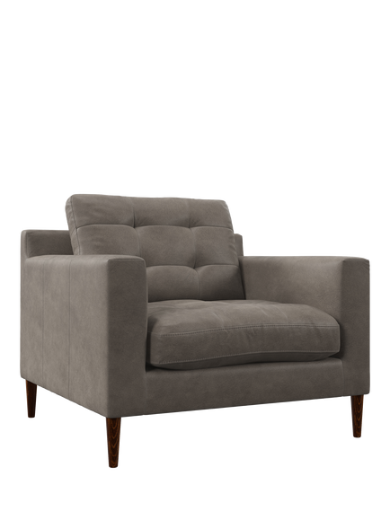 John Lewis Draper II Leather Armchair, Dark Leg, Demetra Grey