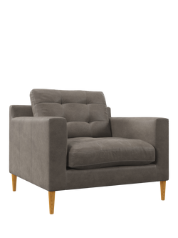 John Lewis Draper II Leather Armchair, Light Leg, Demetra Grey