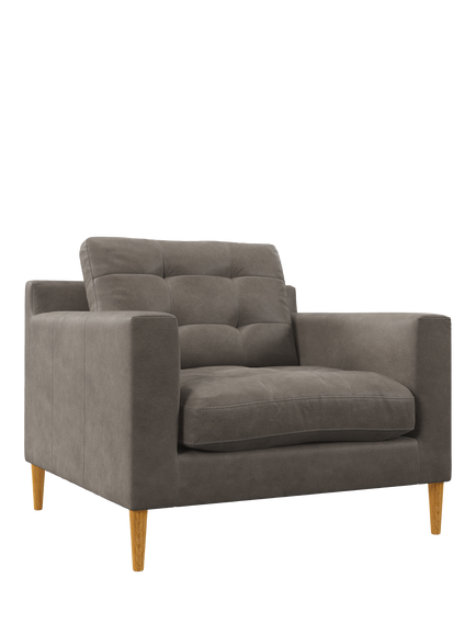 John Lewis Draper II Leather Armchair, Light Leg, Demetra Grey