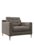 John Lewis Draper II Leather Armchair, Metal Leg, Demetra Grey