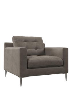 John Lewis Draper II Leather Armchair, Metal Leg, Demetra Grey