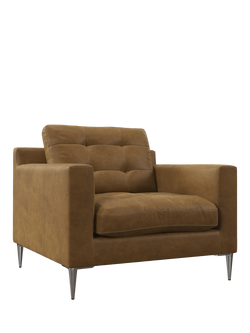 John Lewis Draper II Leather Armchair, Metal Leg, Demetra Light Tan